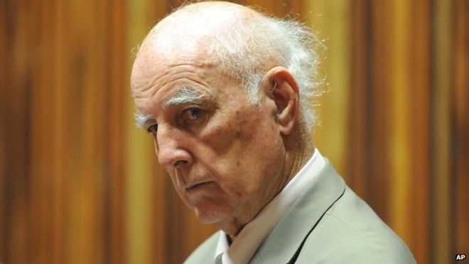 Retired tennis player Bob Hewitt sits in the dock in a court east of Johannesburg, South Africa (March 23, 2015)