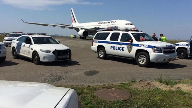 The Air France plane is being searched after landing safety in New York