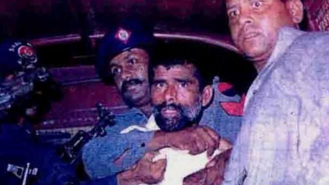 File image of two hijackers from night of attack (far right) Shahsawar Baloch