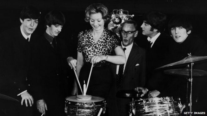 Julie Harris with the Beatles in 1964