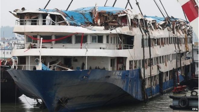 The Eastern Star tourist ship in Jianli, Hubei province on 7 June 2015