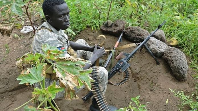 South Sudanese SPLA soldier is pictured in Pageri in Eastern Equatoria state on August 20, 2015