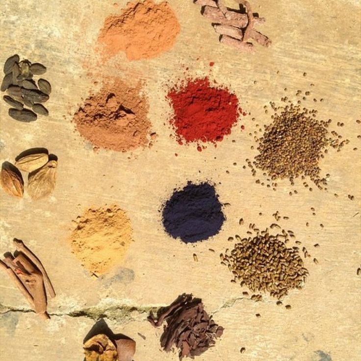 Semillas, tallos, arenas para hacer colores