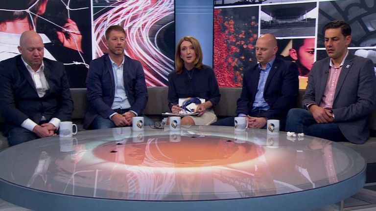 Left to right: Jason Dunford, Steve Walters, Victoria Derbyshire, Chris Unsworth, Andy Woodward