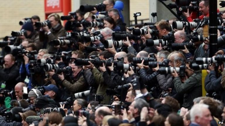 Media outside St Mary's Hospital