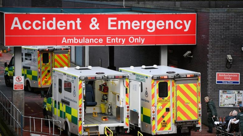 A&E at a hospital with ambulances