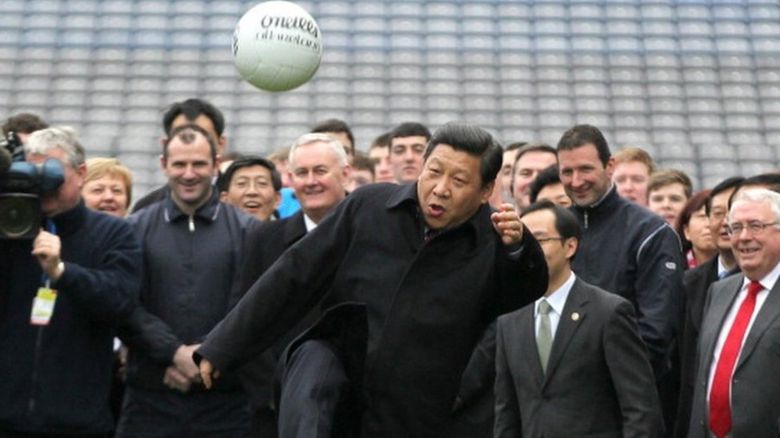 Xi Jinping playing Gaelic football
