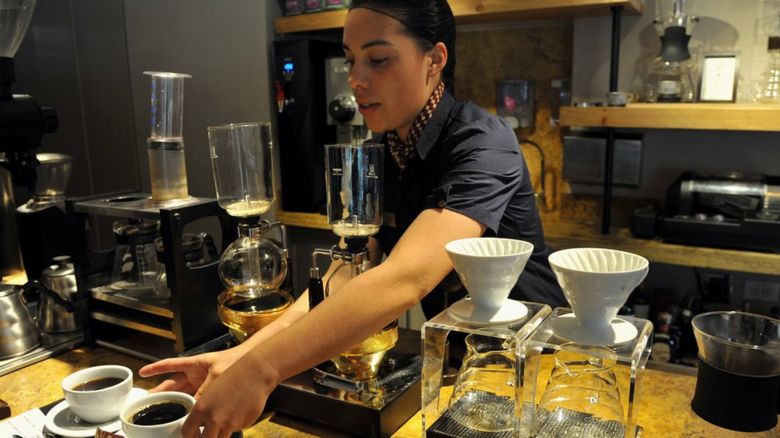 A coffee shop worker