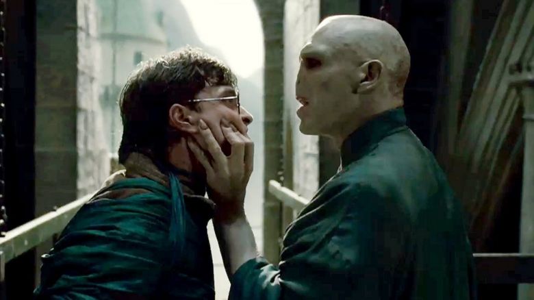 This is a photo of the Harry Potter and the antagonist of the series Voldemort.