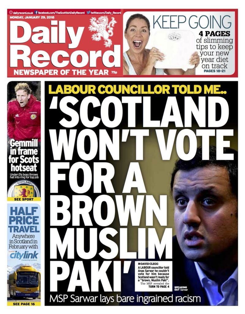 The Papers Msp Reveals Racist Insults Bbc News