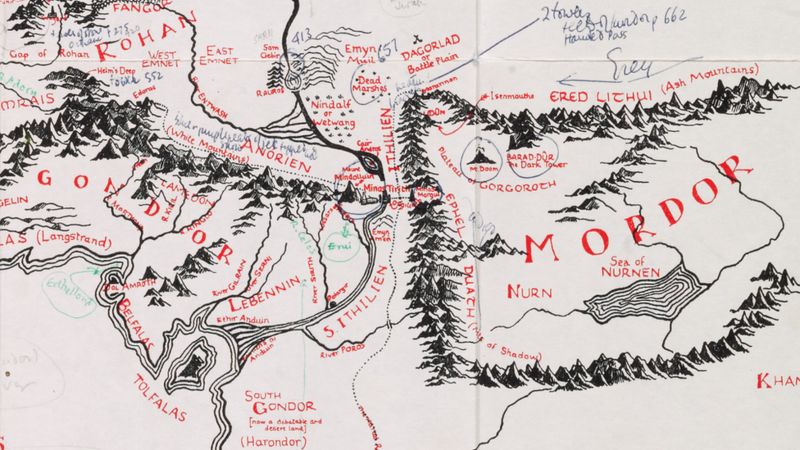 JRR Tolkien S Annotated Middle Earth Map At Bodleian BBC News