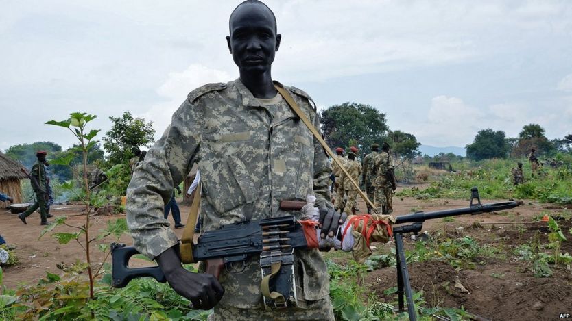 South Sudanese SPLA soldier in Pageri, Eastern Equatoria state. 20 August 2015