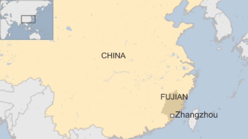 Map of Zhangzhou in China