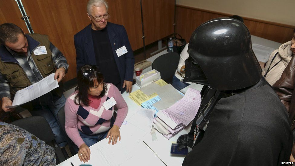 Darth Vader at a polling booth