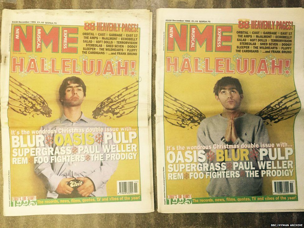 NME Christmas issue 1995, Liam from Oasis or Damon from Blur