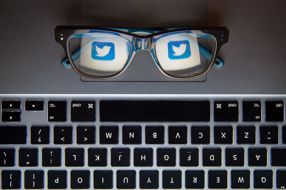Twitter logo on a keyboard