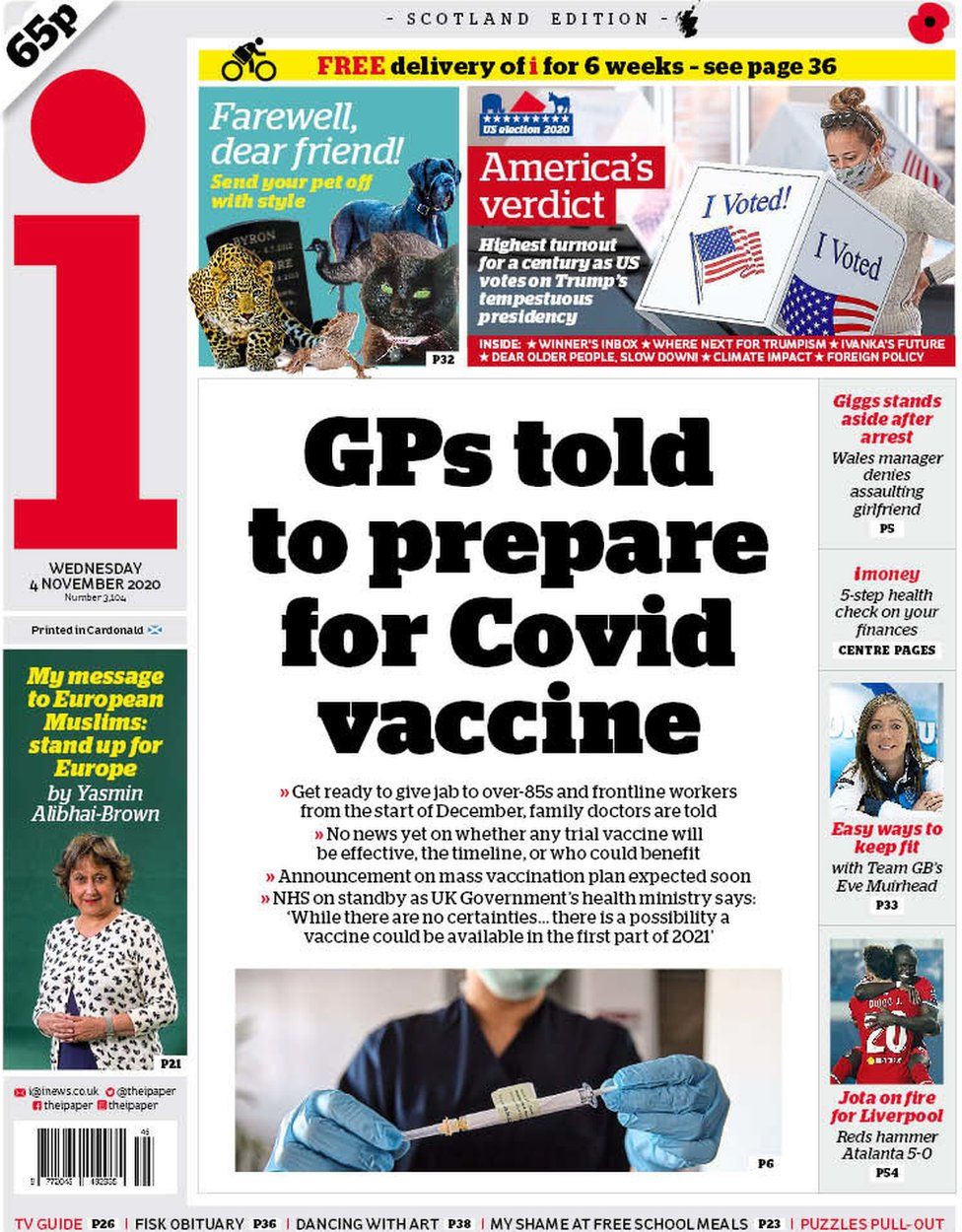 Scotland S Papers Gps Told To Prepare To Deliver Covid Vaccine Bbc News