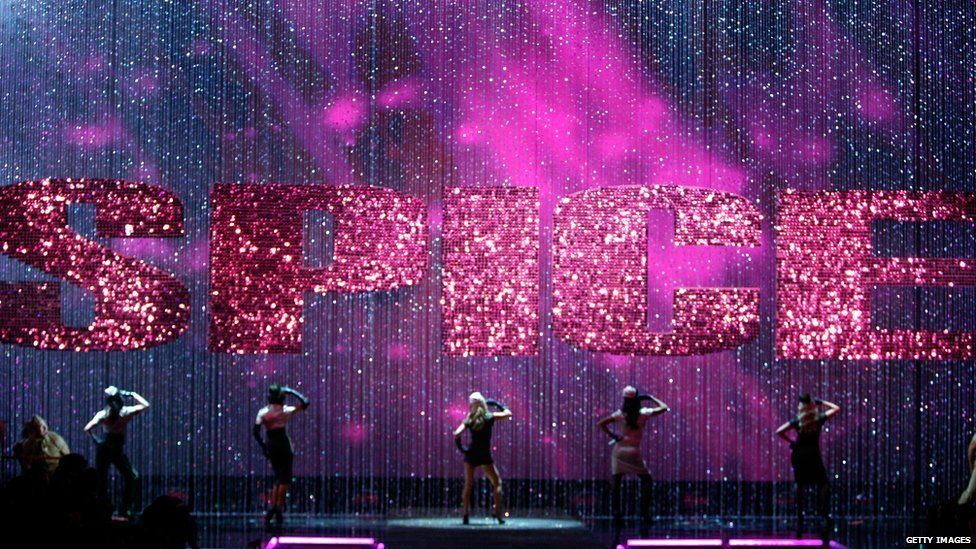 Spice Girls performing on stage