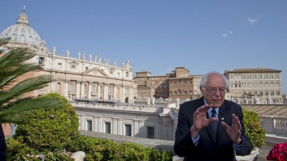 Bernie Sanders at Vatican, 16 April
