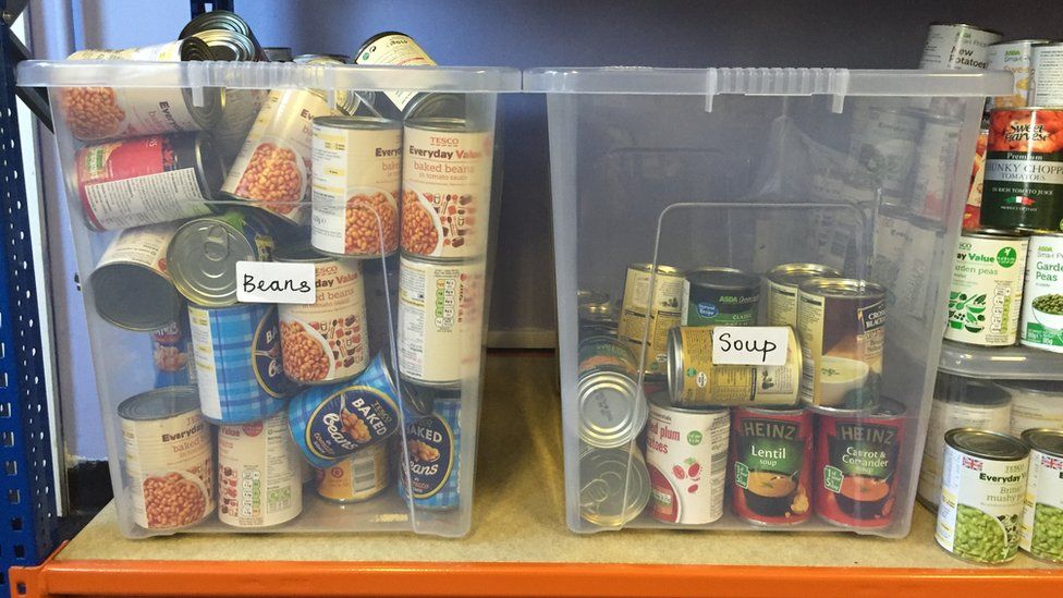 Cans of beans and soup