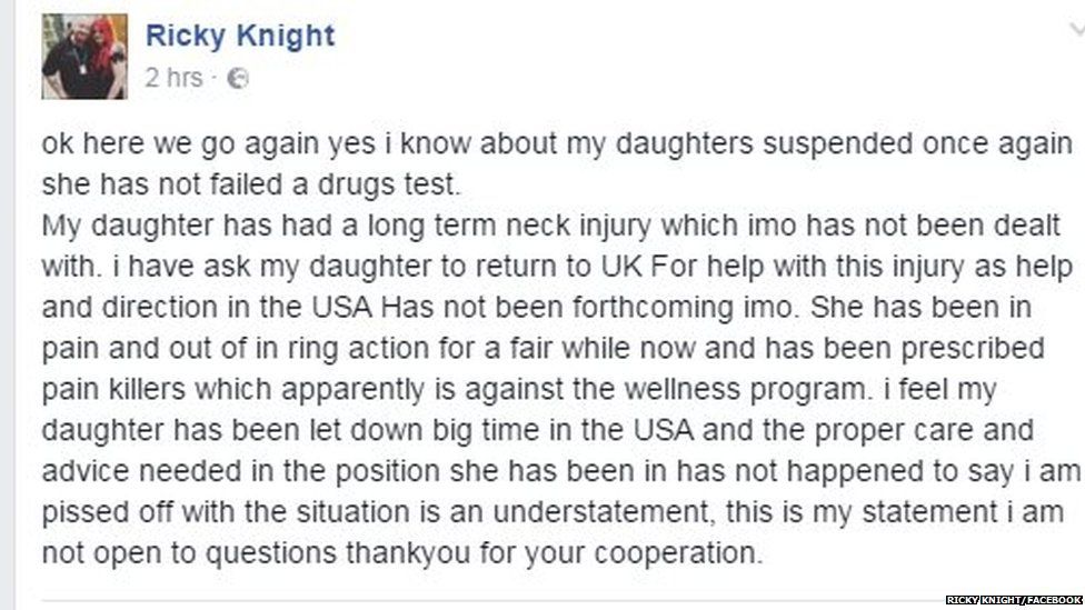 Ricky Knight responds on Facebook