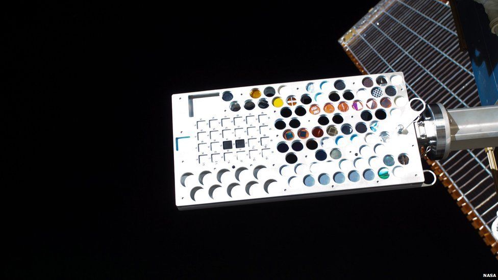 Materials exposed to the effects of outer space
