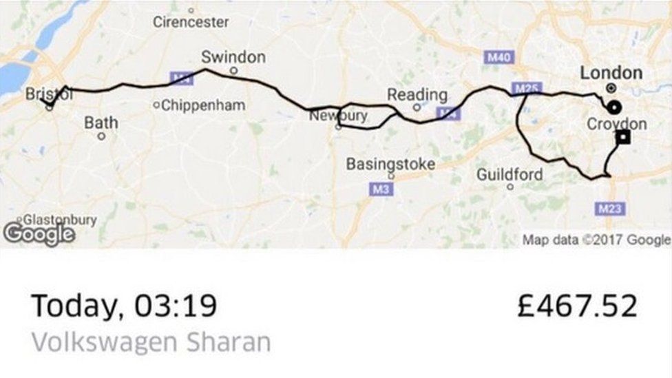 Londoner accidentally gets Uber to Croydon, via Bristol