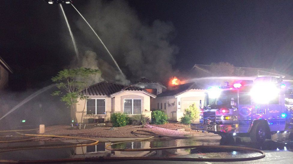 Firefighters tackling blaze at home
