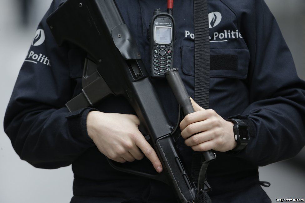 Armed guards at Brussels metro station