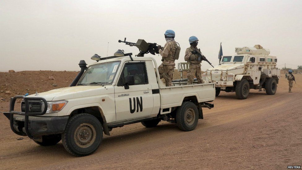 UN peacekeepers on patrol in Kidal, Mali - 23 July 2015