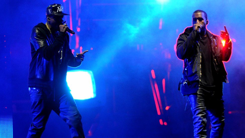 Jay Z and Kanye West at Radio 1's Hackney Weekend in 2012