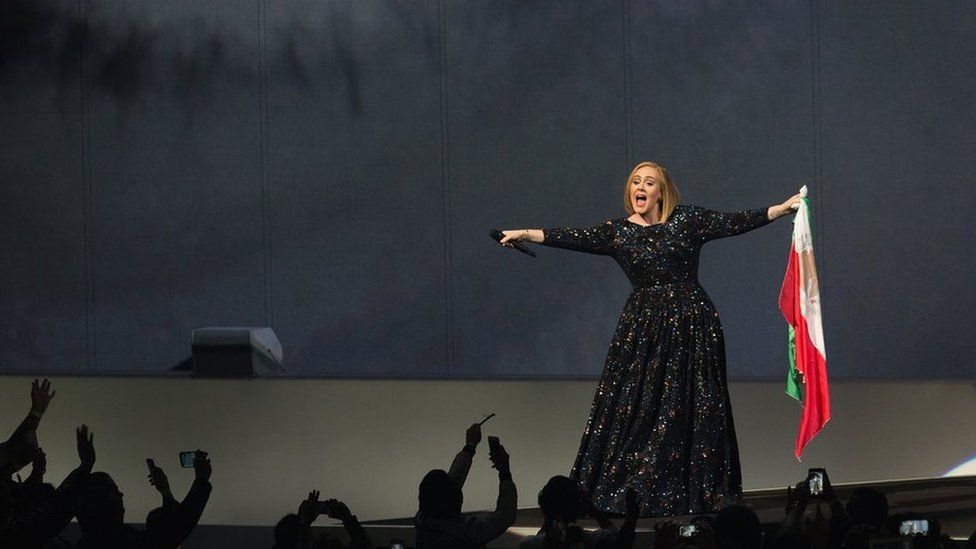 Adele on stage in Mexico