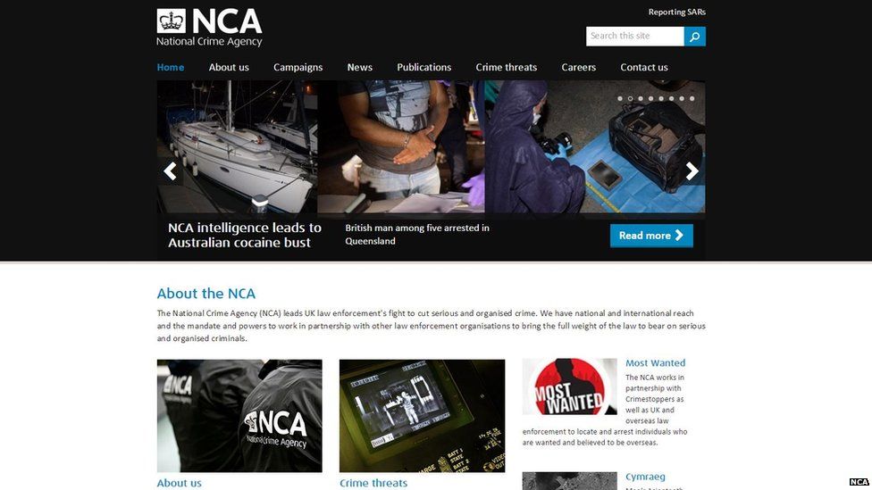 Screengrab of NCA website