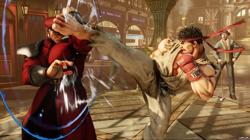 Street Fighter V game play - Ryu kicks M Bison