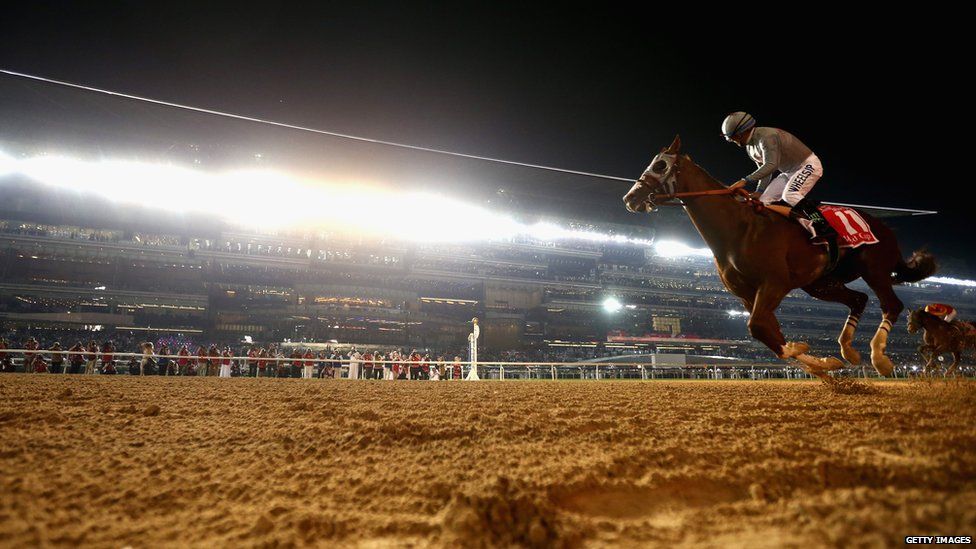 California Chrome winning 2016's Dubai World Cup