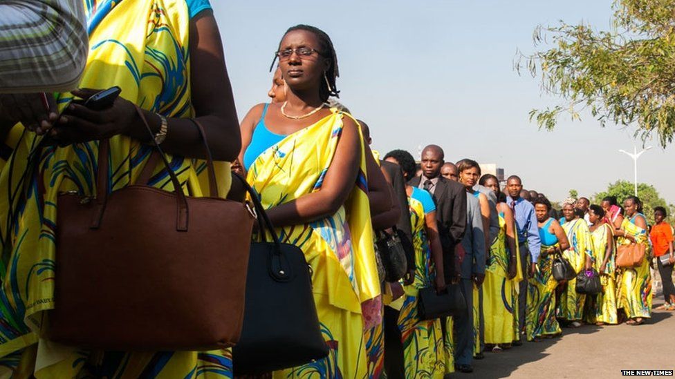 People in a queue 14 July 2015