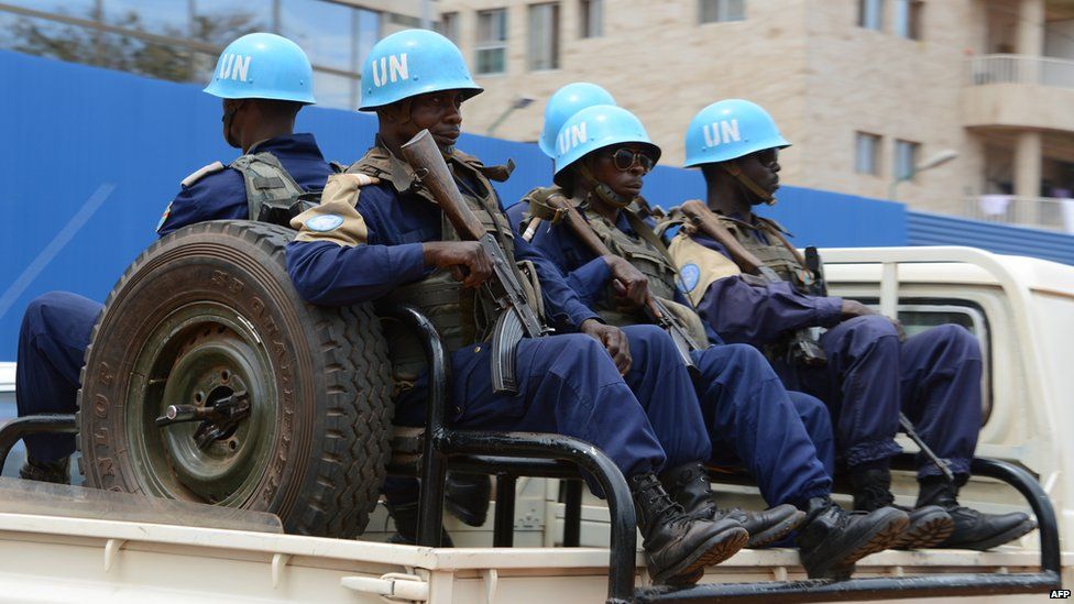 A 2014 picture showing UN peacekeepers serving in the CAR capital Bangui