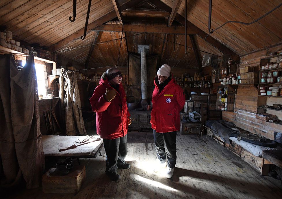 John Kerry in Shackleton's hut