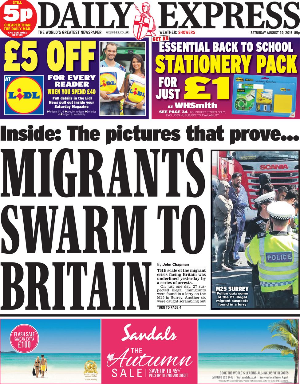 Newspaper headlines Migration, Facebook and Lords reform demands BBC