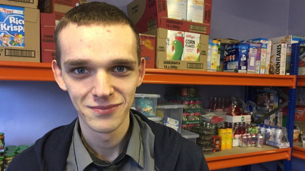 Food bank user Kyle