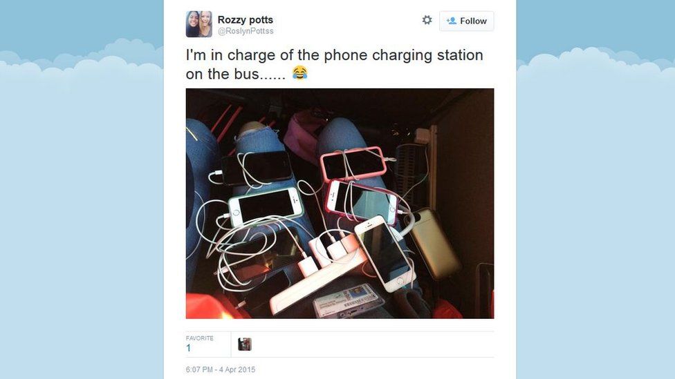tweet of phone charging