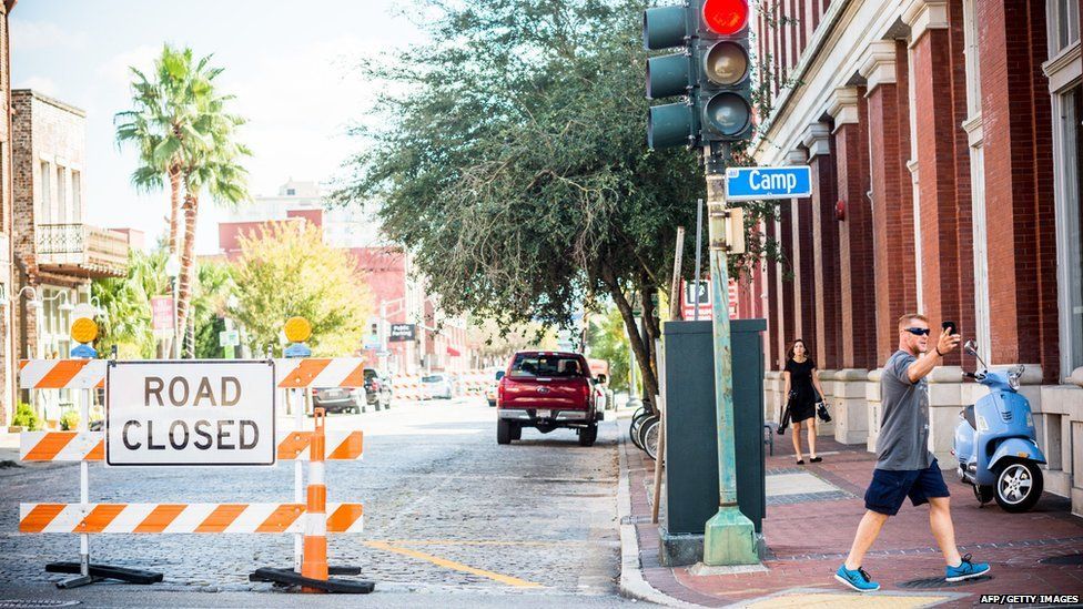 A road closed sign outside the Contemporary Arts Museum in New Orleans