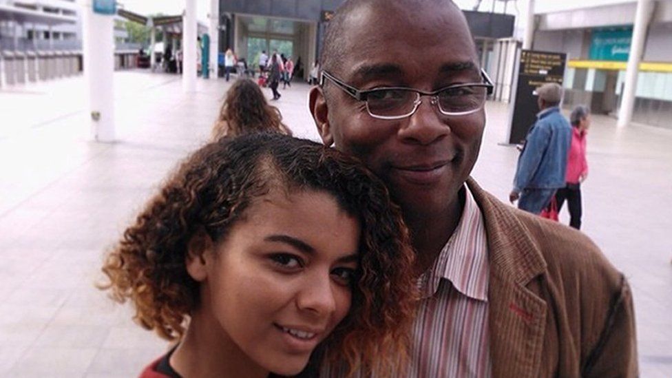 Kleyo De Abreu, with her dad Bernard Atwell
