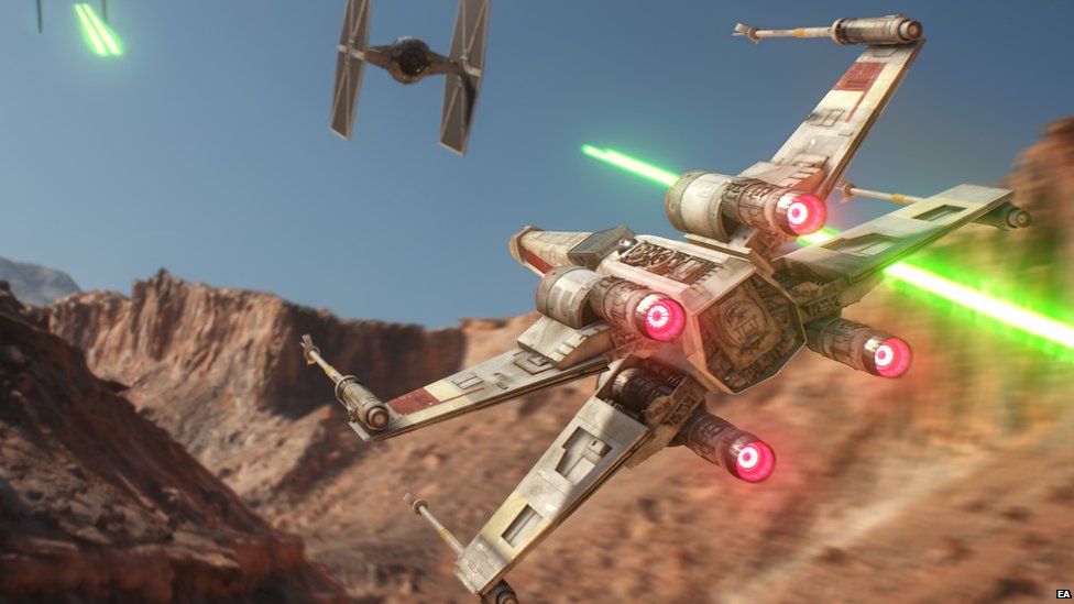 X-Wing battling in the skies