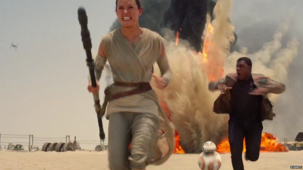 A big explosion and a TIE fighter