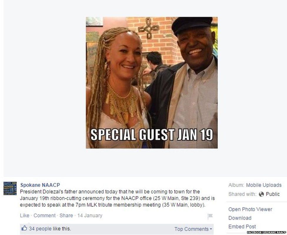 Facebook photo showing Rachel Dolezal's alleged father