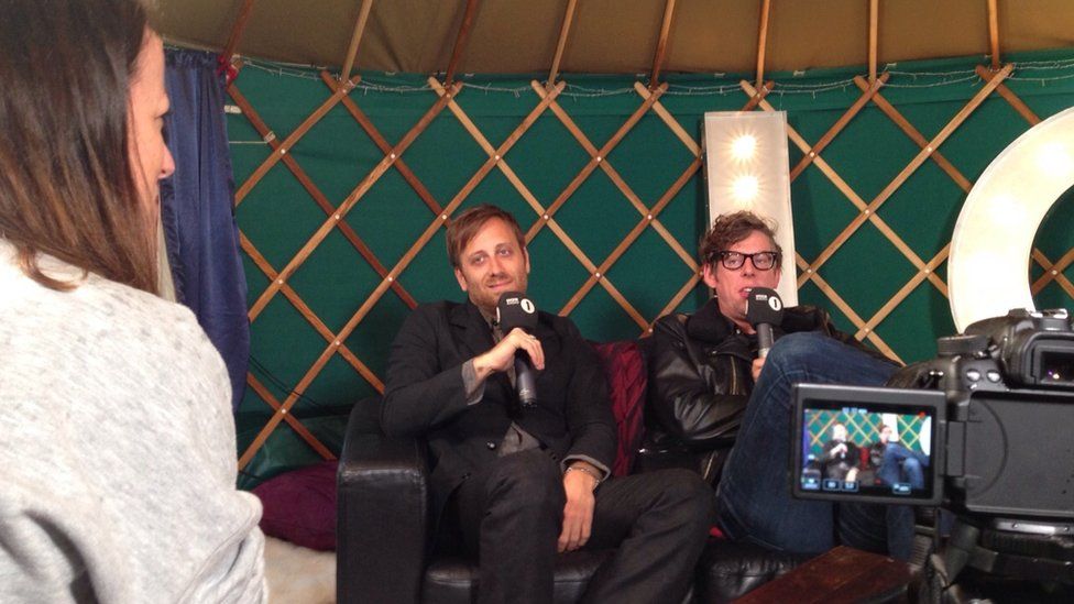 The Black Keys being filmed chatting to Newsbeat