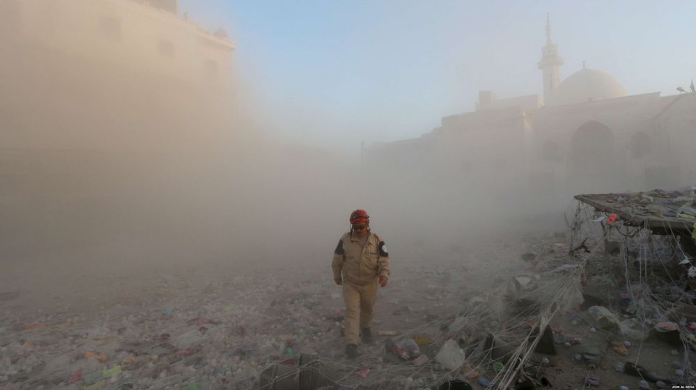 man in rubble