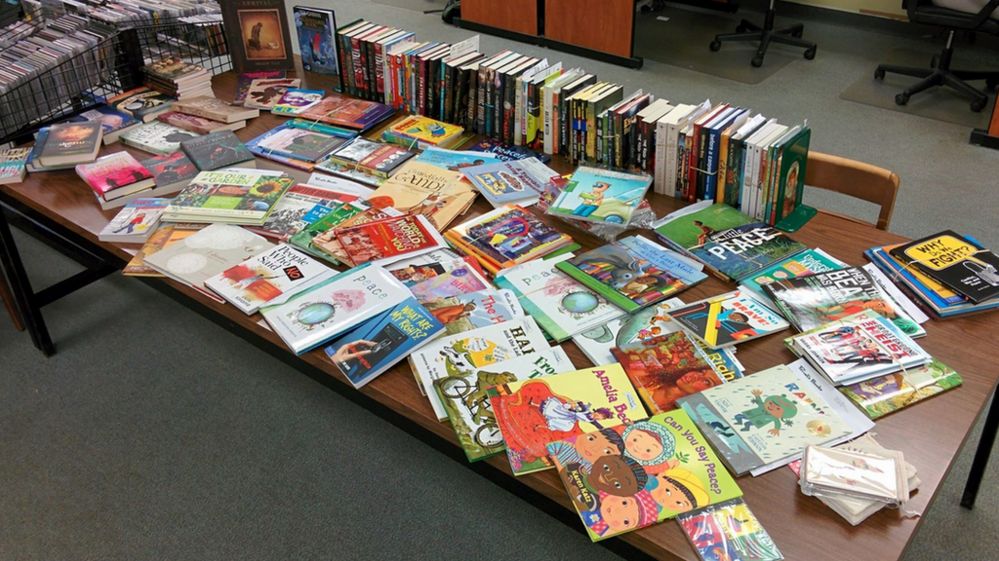 Books on a table