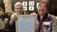 Sylvia Strong and Councillor Rose Williams with the Dignity Charter